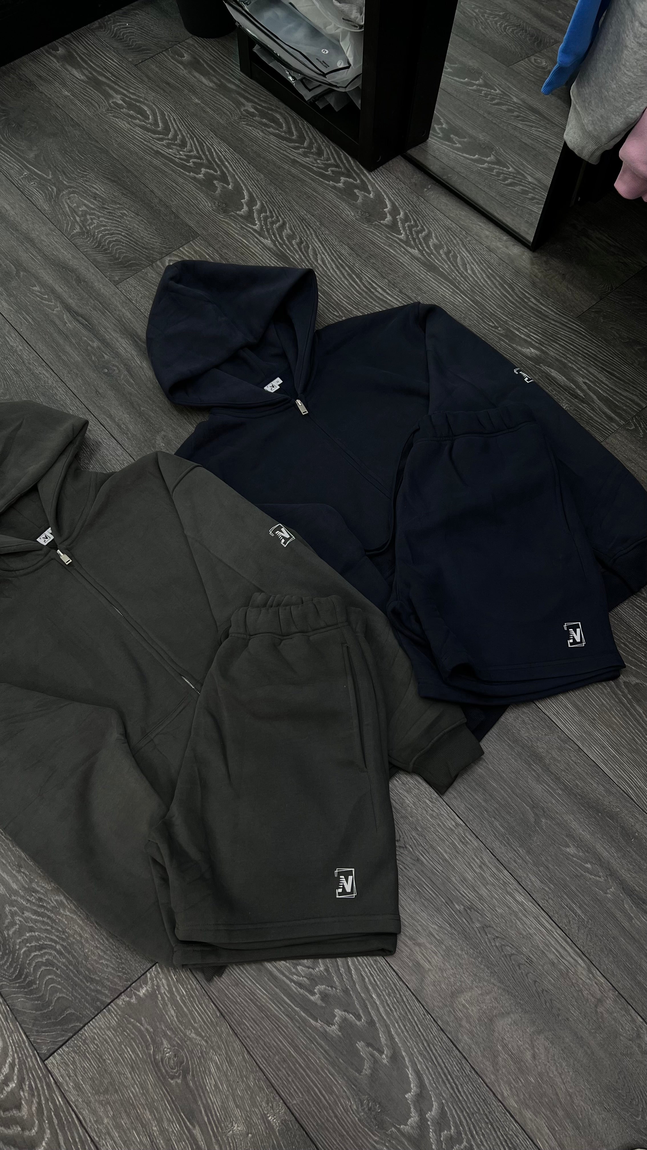 NVSN Zip up & Shorts - Ash Grey
