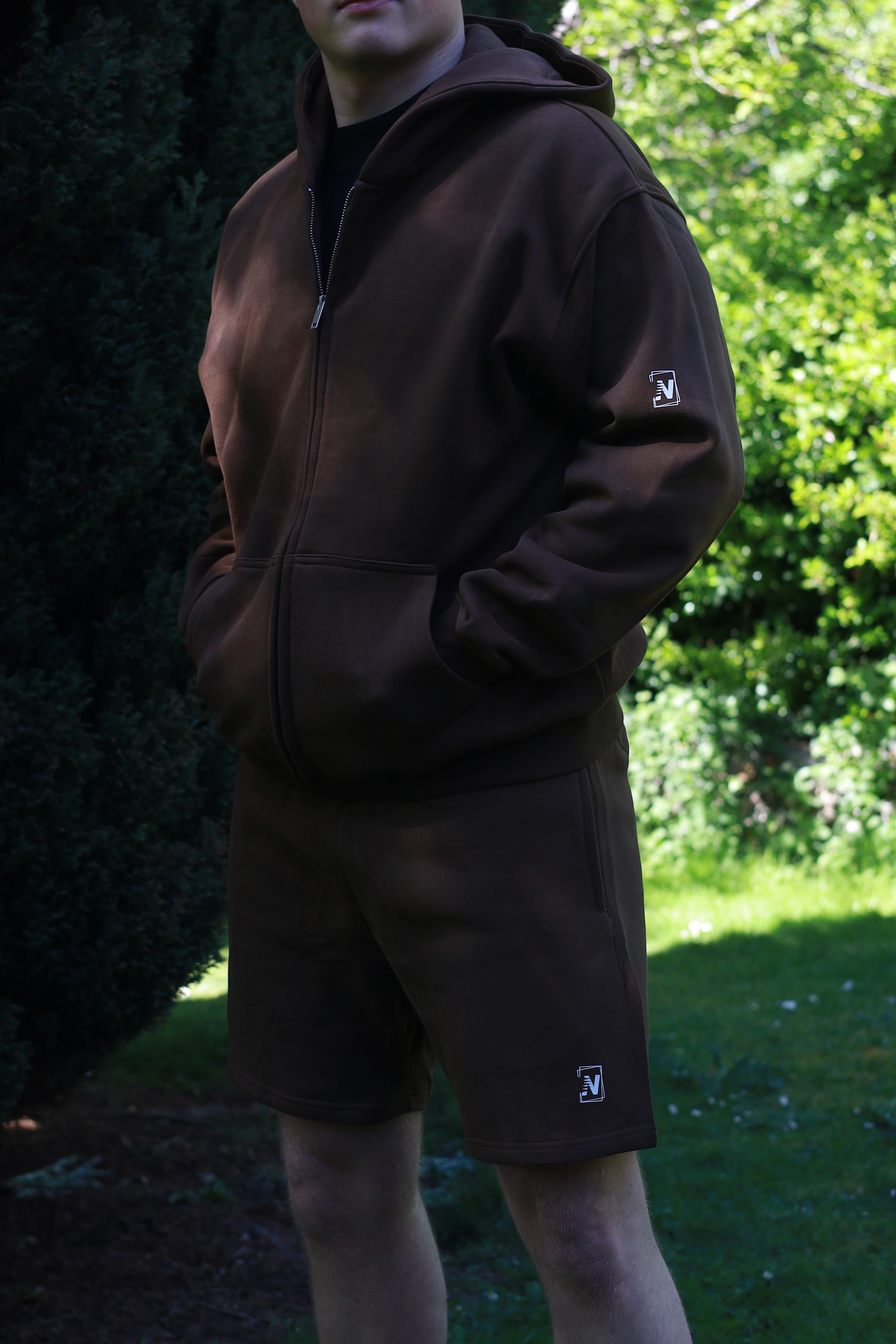 NVSN Zip up & Shorts - Brown