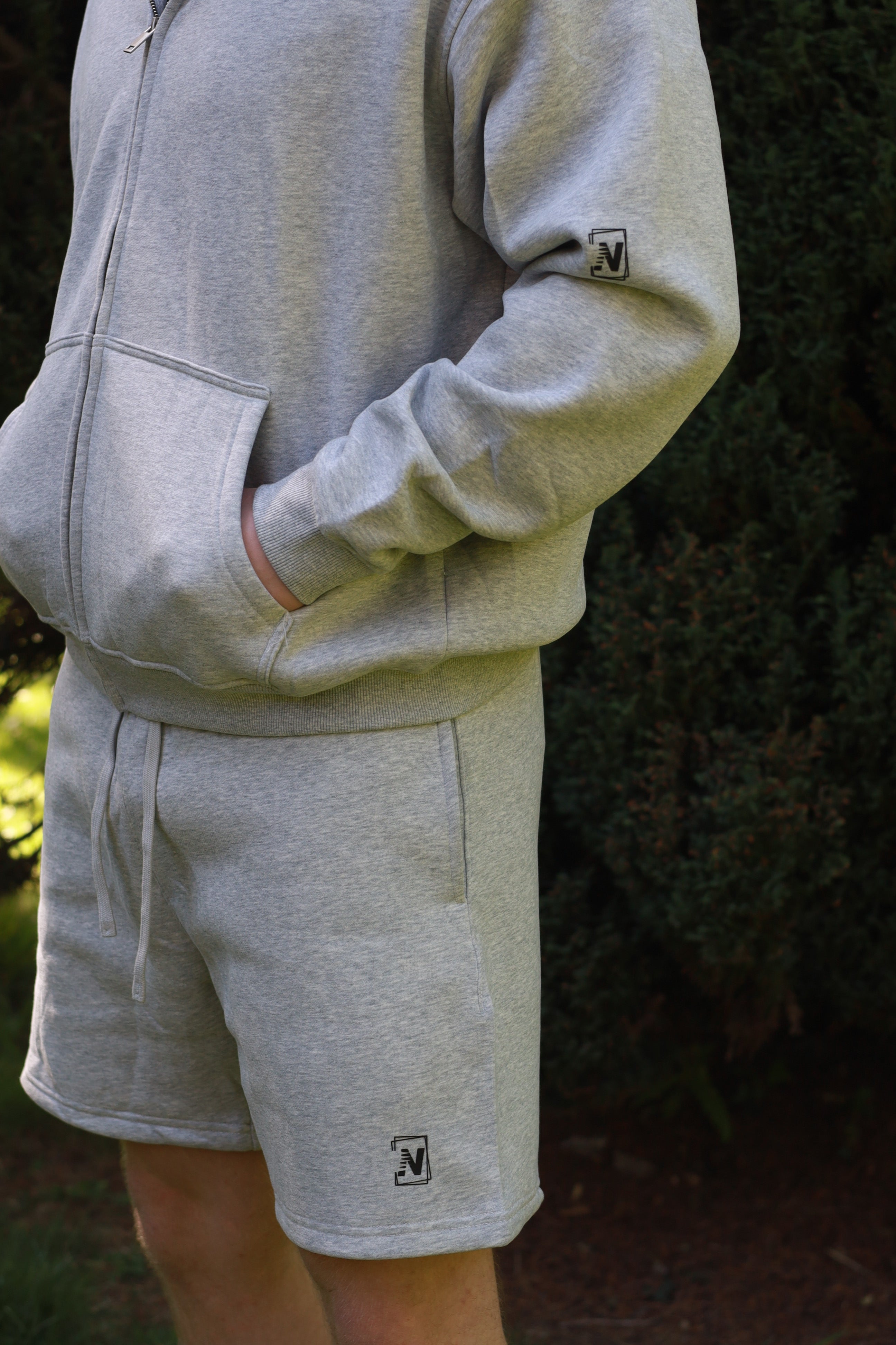 NVSN Zip up & Shorts - Floral Grey